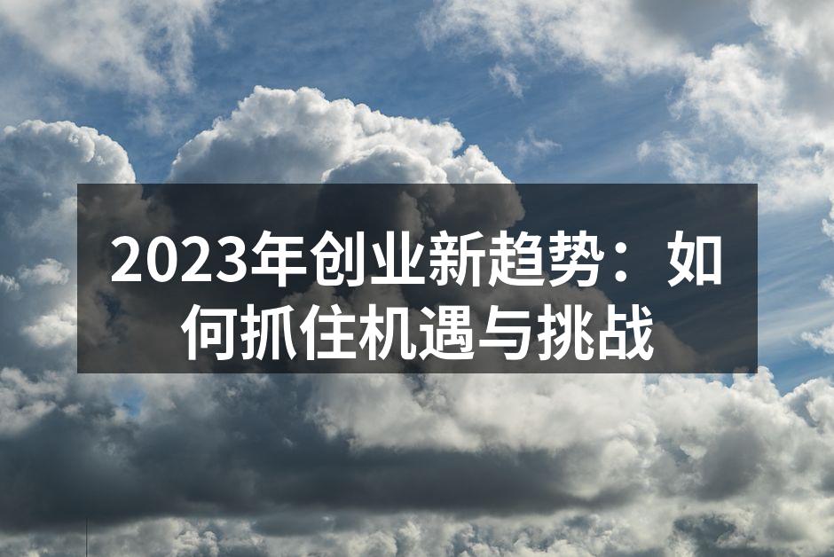 2023年创业新趋势：如何抓住机遇与挑战