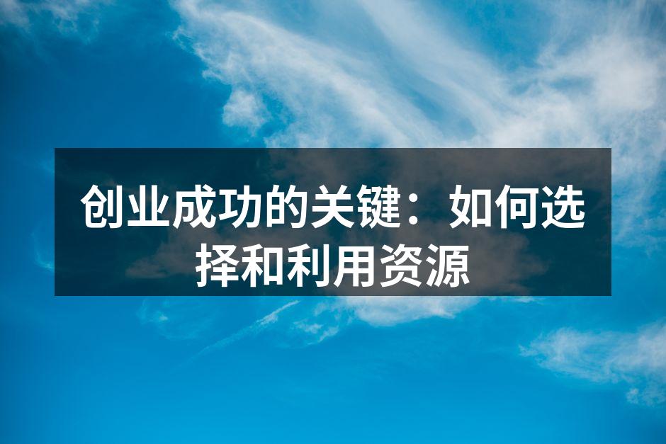 创业成功的关键：如何选择和利用资源